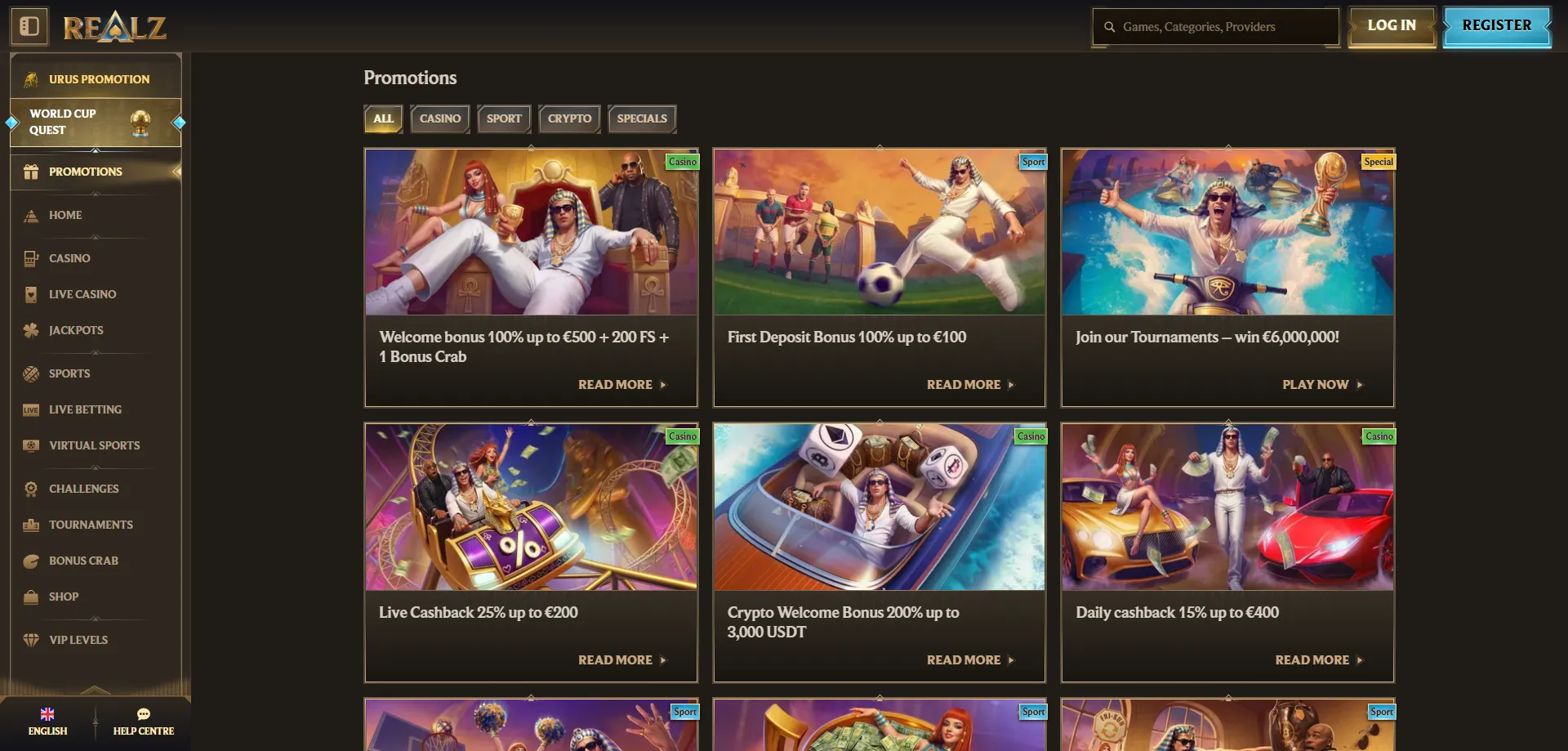 Promozioni e cashback settimanale Realz Casino per giocatori italiani